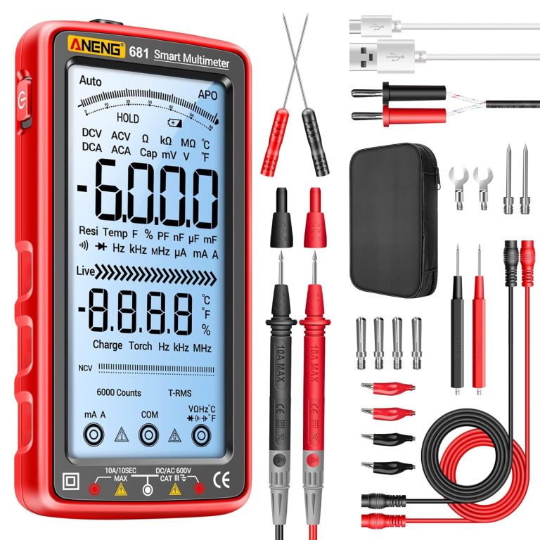 ANENG 681, Multimètre Numérique Testeur Tactile Intelligent Voltmètre Rechargeable à Plage Automatique TRMS 6000 Points