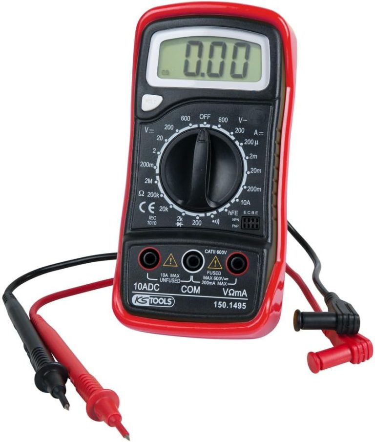 KS Tools 150.1495 Multimètre numérique digital, testeur électrique AC/DC avec commutateur rotatif au centre