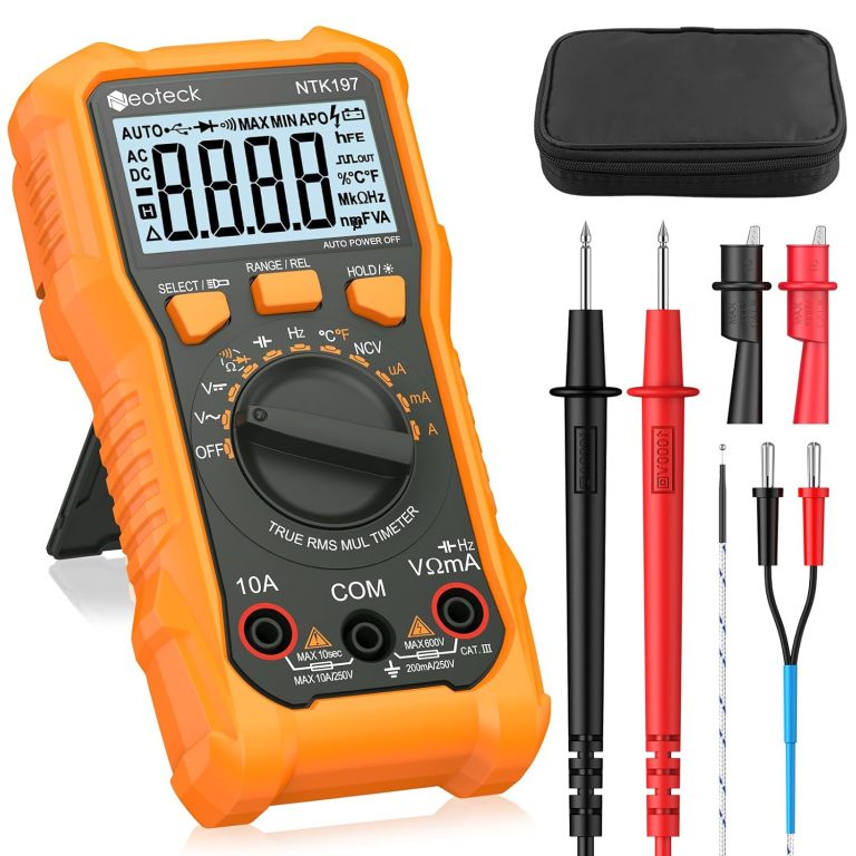 Neoteck Multimètre Numérique 6000 Points TRMS NCV Auto Range, Testeur Électrique AC/DC