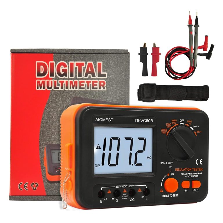 Testeur d'Isolement Numérique 1000V, AIOMEST Mégohmmètre Digital avec Tension Réglable 250V/500V/1000V, Mesure jusqu'à 2 GΩ, Testeur de Continuité, CAT III 600V