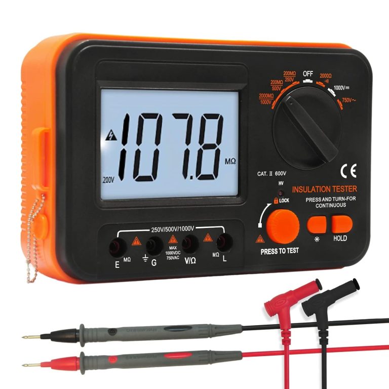 Kethvoz Mégohmmètre 1000V Testeur d'isolation électrique 200MΩ, 250V/500V/1000V Test Tension, Mesure Tension CA/CC, Résistance et Test de Continuité