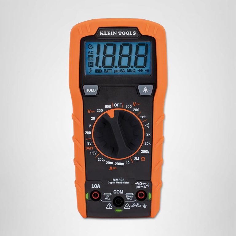 Klein Tools MM325 Multimètre numérique 600V AC/DC, Appareil de mesure électrique à sélection manuelle, Tension Courant Résistance, Test diode Continuité Test batterie CAT III
